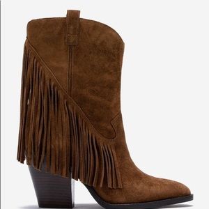 ASH ELISON BIS BOHO SUEDE LEATHER FRINGE WESTERN BOOTS RUSSET NWT SZ 7